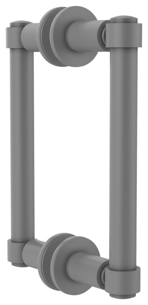 Contemporary 6" Back to Back Shower Door Pull, Matte Gray