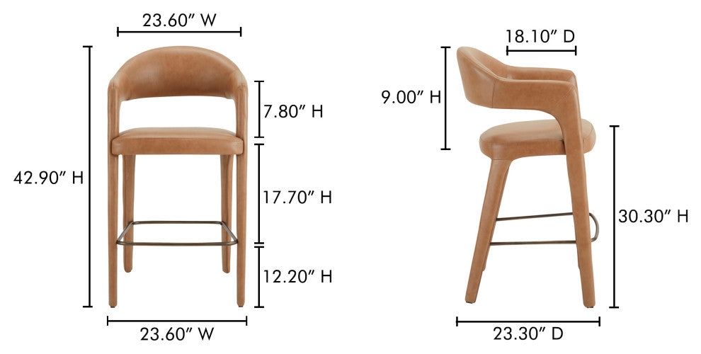 Martens Bar Stool Brown Leather