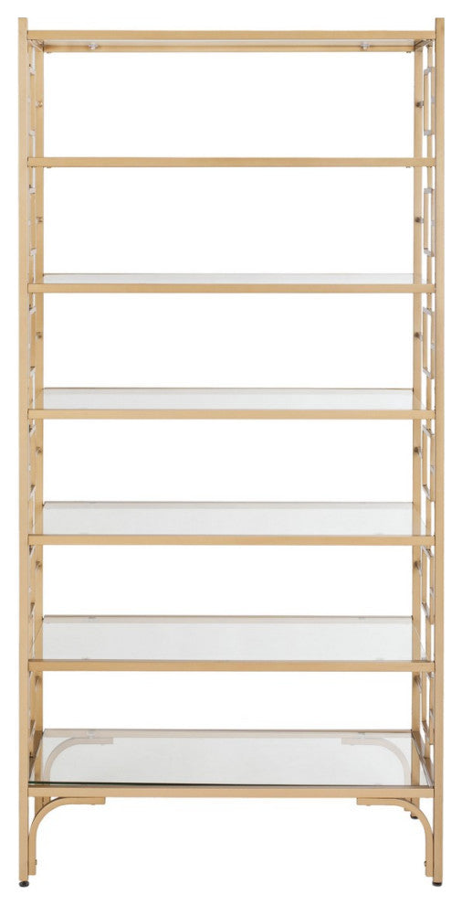 Ellis 7 Tier Etagere/ Bookcase Gold/ Clear