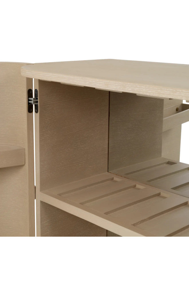 Oak Mirrored Bar Cabinet, Eichholtz Cabana