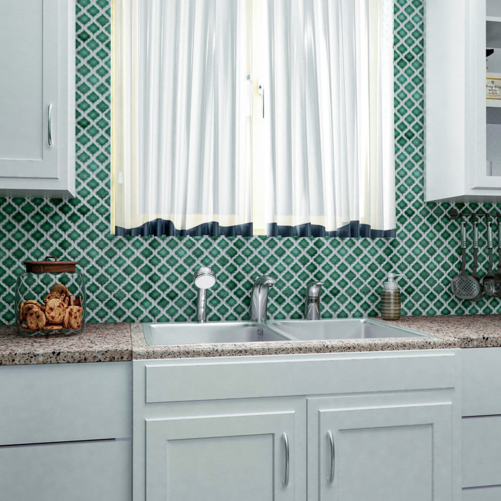 Hudson Tangier Mosaic Floor and Wall Tile, Emerald