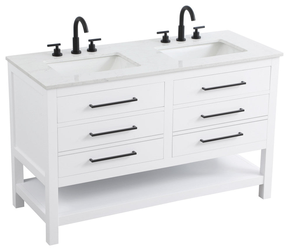 Home Living 54" Double Bathroom Vanity, White