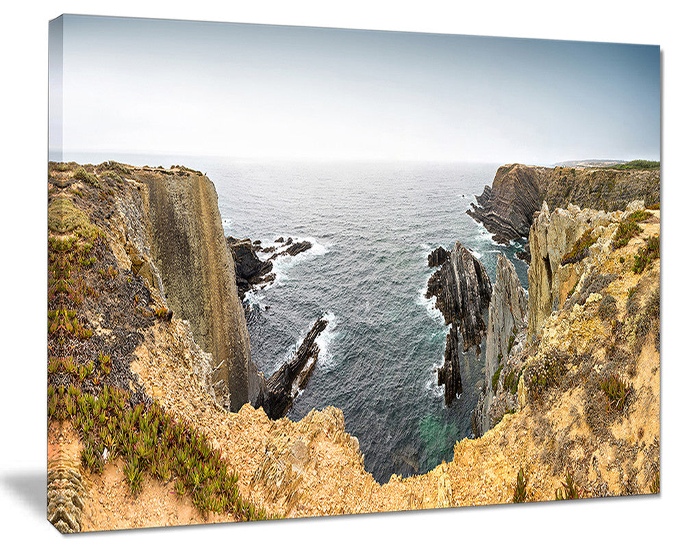 "Rocky Bay Portugal Panorama" Oversized Beach Canvas Artwork, 40"x30"