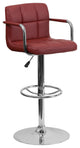 Flash Furniture Quilted Adjustable Bar Stool with Arms in Burgundy