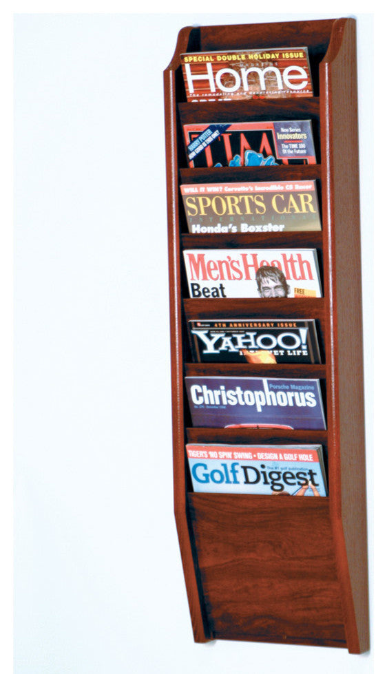 Cascade 7 Pocket Magazine Rack, Mahogany