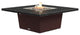 Square Fire Pit Table, 56x56, Propane, Black Pearl Granite Top, Dark Cherry
