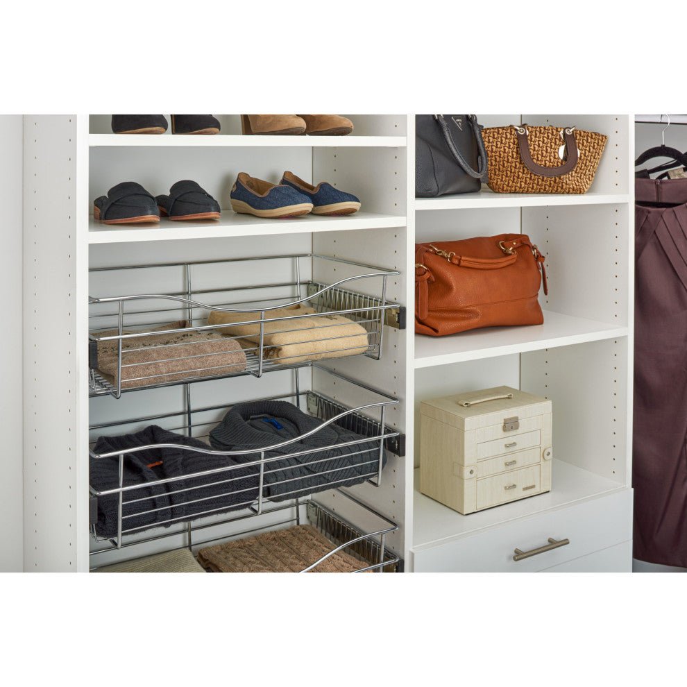Closet Basket for Custom Closet Systems, Chrome, 30Wx12Dx7H"