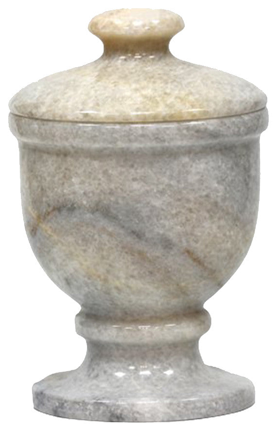 Grey Marble Storage Jar with Lid, Perfect for Q-tips and Cotton Balls