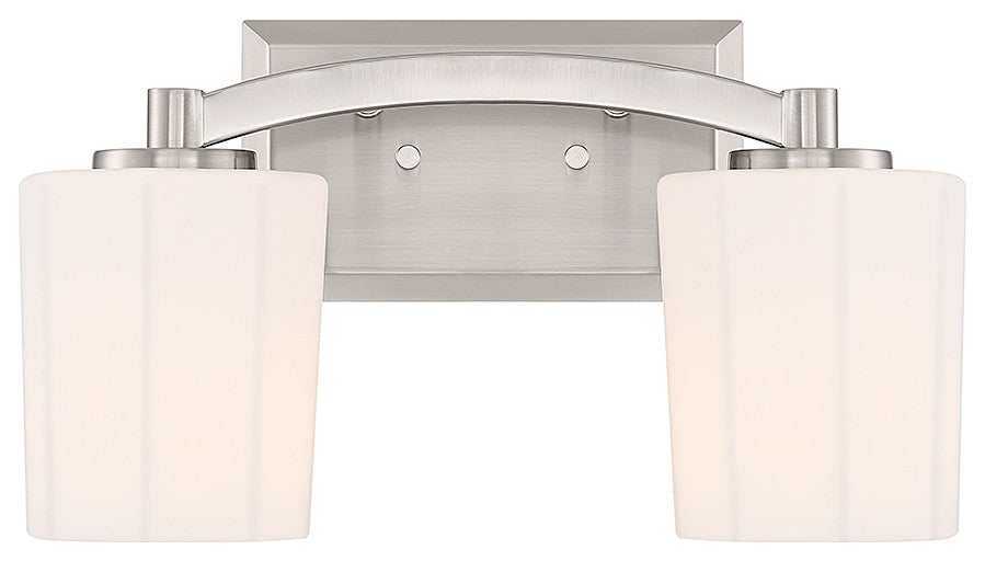 Whitney 2-Light Bathroom Vanity Light, Matte Black, Satin Nickel
