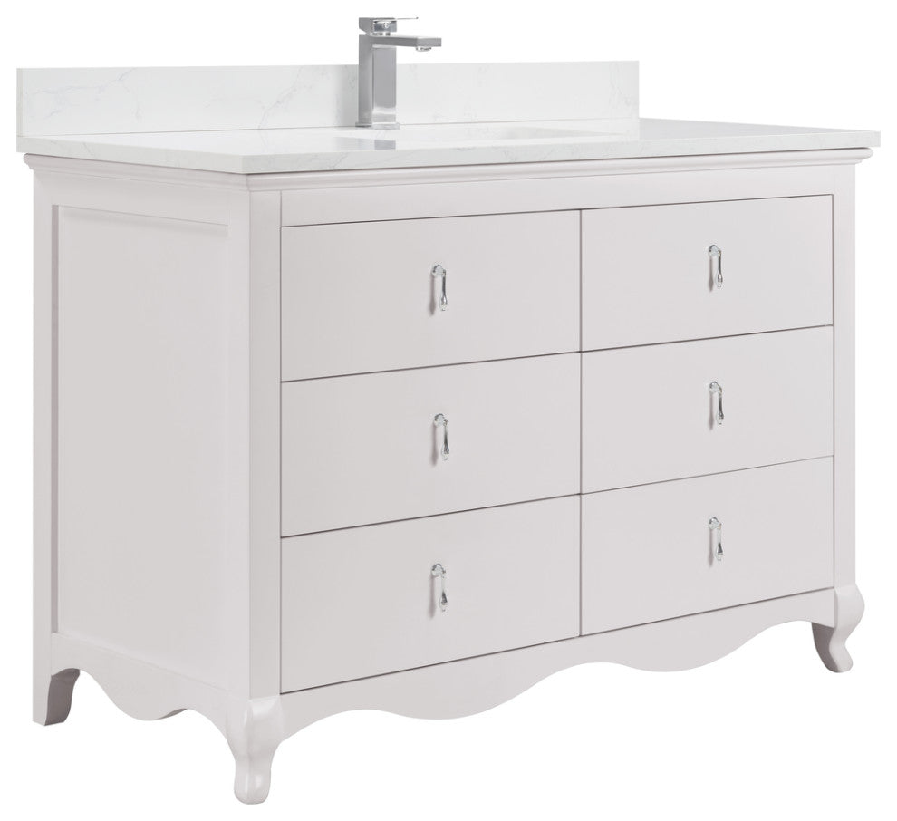 Legion Furniture WS2512 Series Bathroom Sink Vanity, Dreamy White, 48", Artificial Stone Top, Single Sink