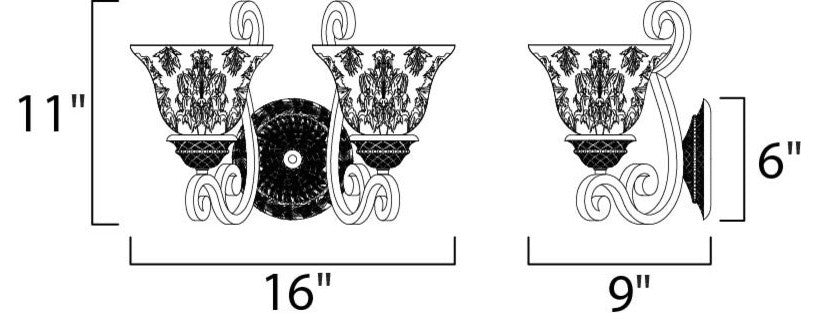 Symphony 2-Light Wall Sconce, Oil Rubbed Bronze, Screen Amber Glass