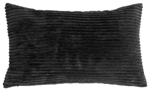 Pillow Decor - Wide Wale Corduroy 12 x 20 Throw Pillows, Black