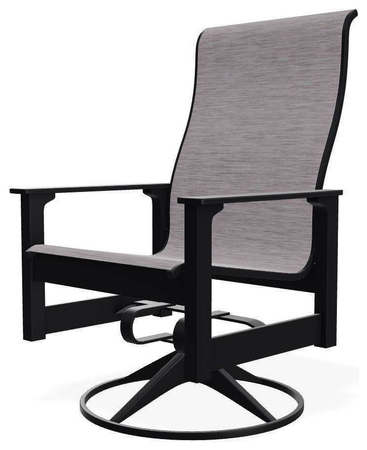 Leeward Sling Outdoor Swivel Rocker, Fossil/Black