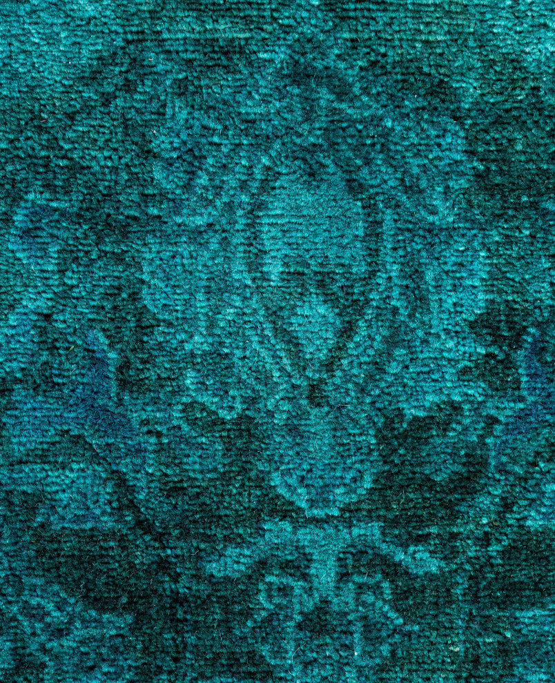Overdyed One-of-a-Kind Hand-Knotted Area Rug Green, 3' 1" x 5' 2"