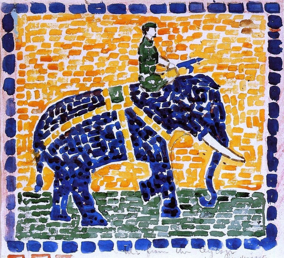Maurice Prendergast Elephant - 20" x 20" Premium Canvas Print