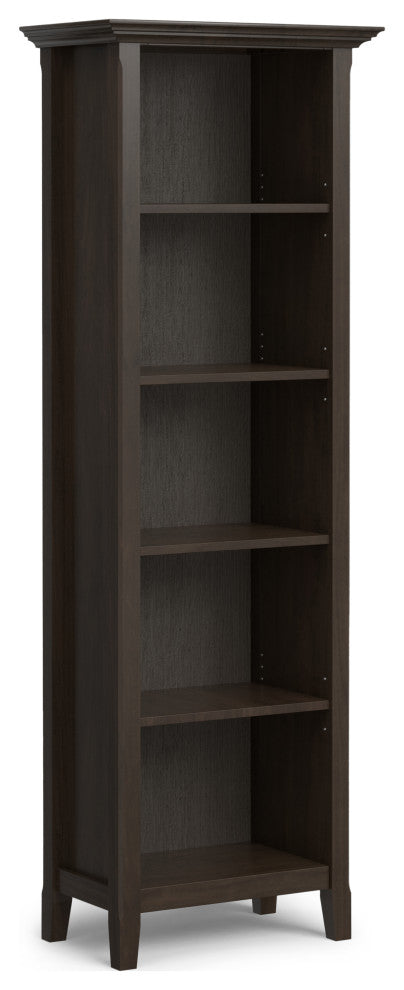 Amherst Solid Wood 24" 5 Shelf Bookcase, Hickory Brown