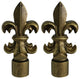 Fleur de Lis Lamp Finial, 3" Tall, Antique Gold, Set of 2