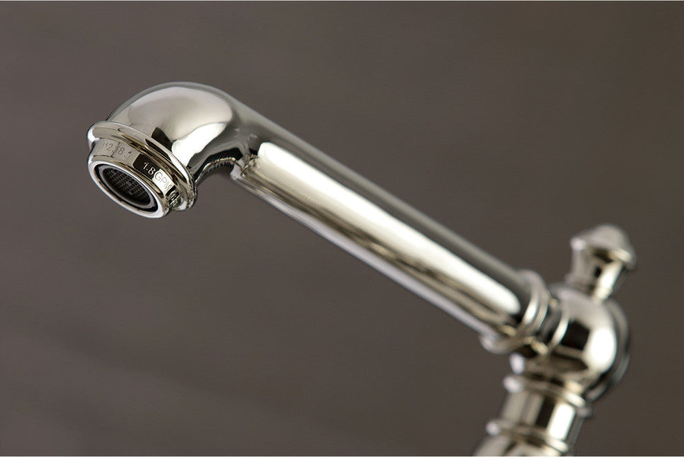 Kingston Brass Bridge Kitchen Faucet With Sprayer, Polished Nickel