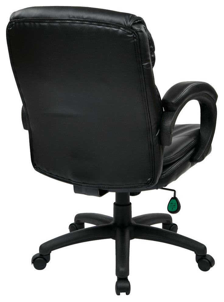 Mid Back Black Bonded Leather Executive Chair With Padded Arms