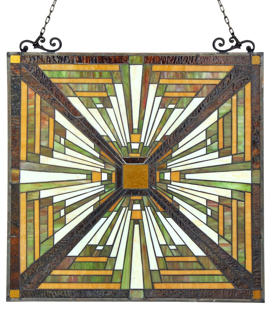 INNES, Tiffany-glass Mission Window Panel, 24.5x26