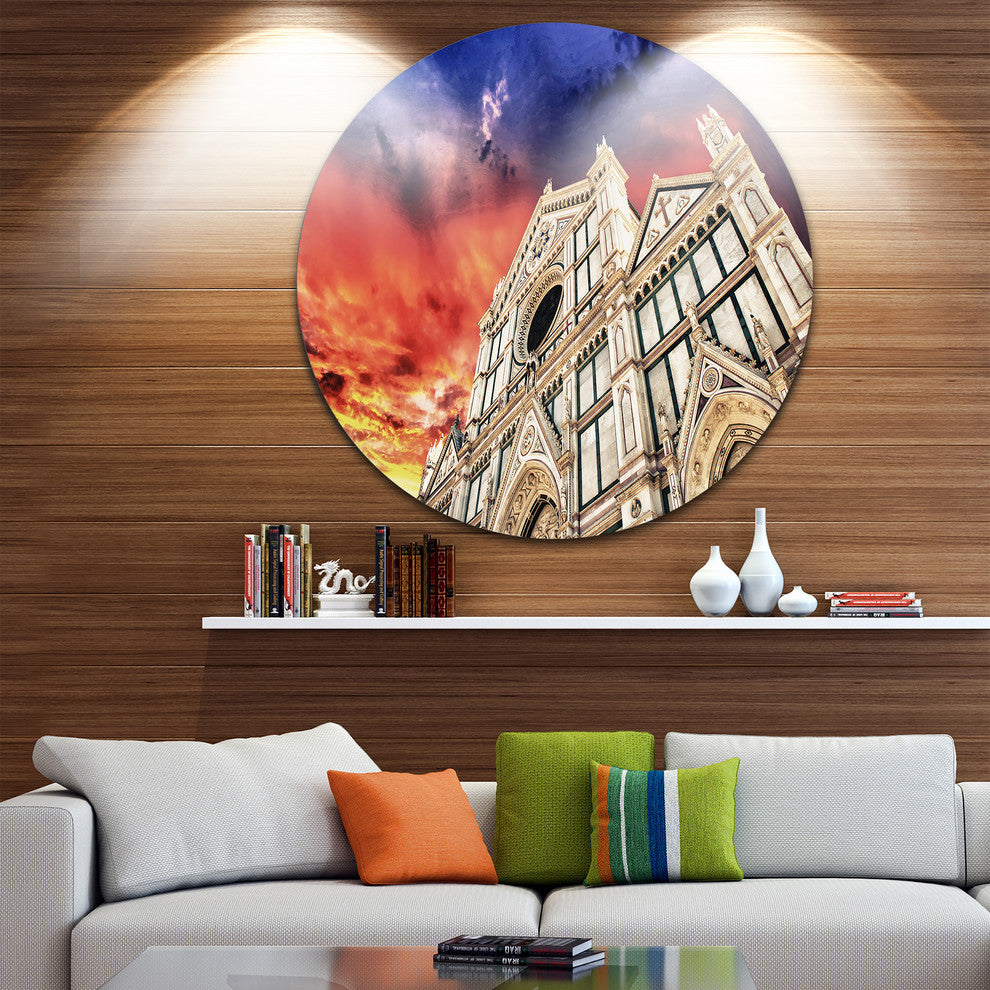 Cathedral Of Santa Croce In Florence, Photo Round Metal Wall Art, 23"