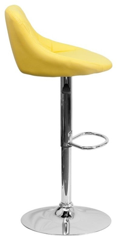 Estella Lily Low-Back Yellow Vinyl Swivel Bucket Adjustable Barstool