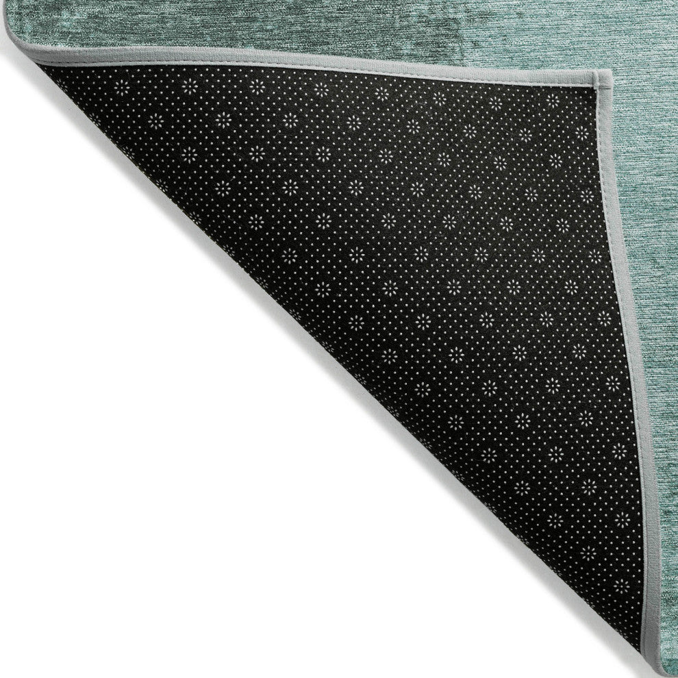Machine Washable Indoor/Outdoor Chantille ACN1902 Teal 8' x 8' Round Rug