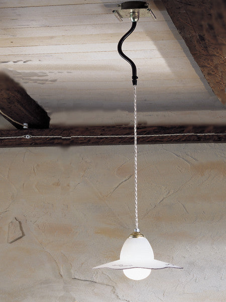 Country Line 1836 Pendant, Satin White and Brick Red, Verdigris and Rust