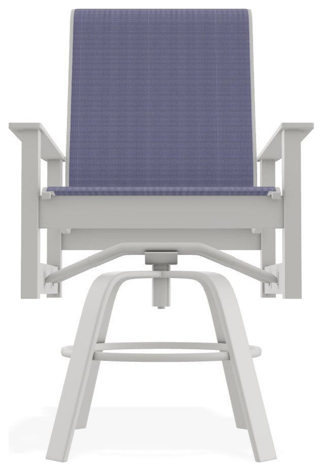 Leeward Sling Balcony Height Outdoor Swivel Armchair, Breeze/Snow