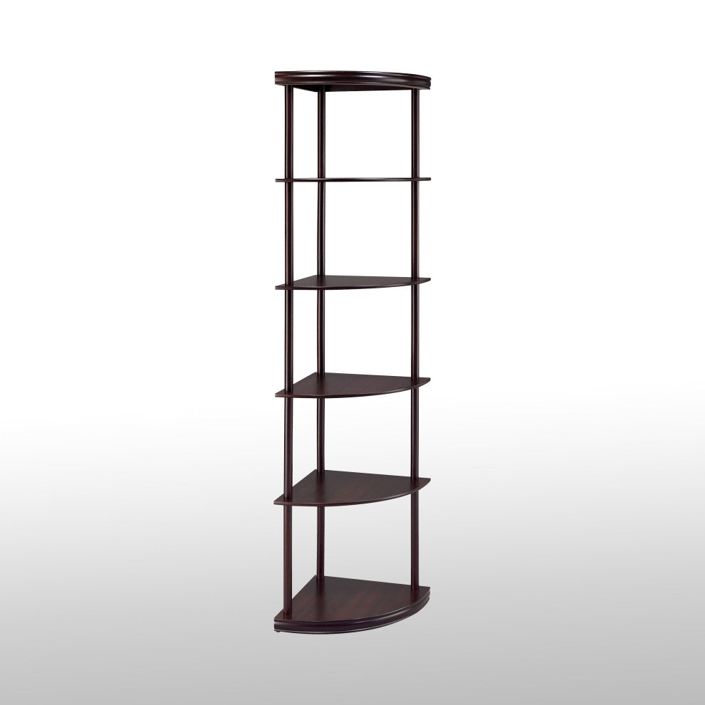 5-Shelf Corner Bookshelf, Cappuccino