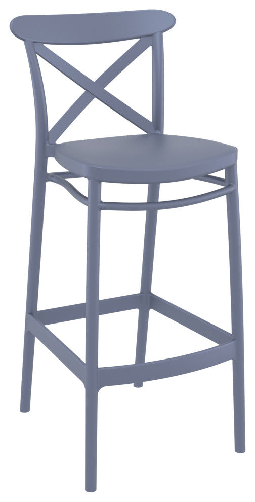 Cross Bar Stool, Set of 2, Dark Gray