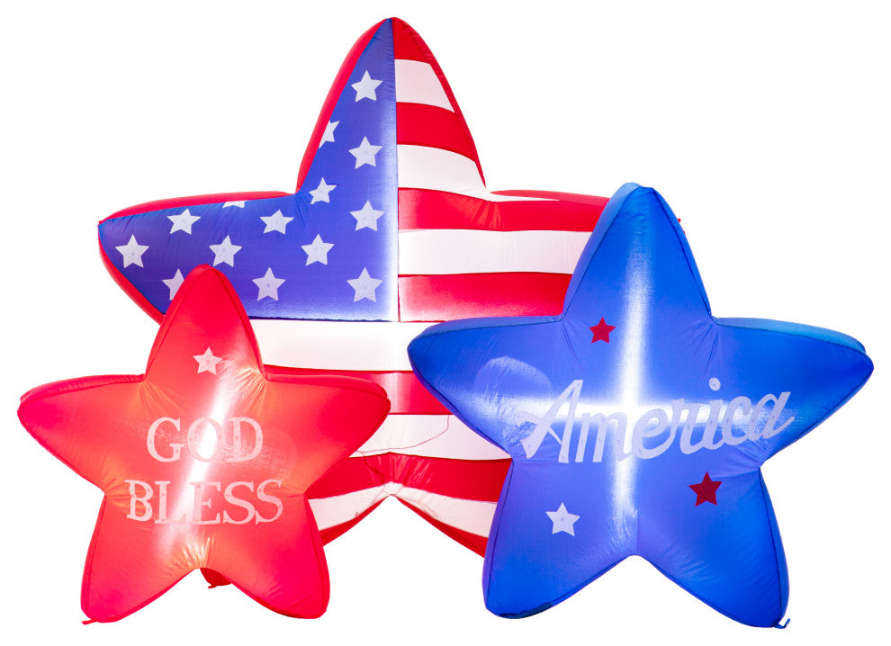 6' Lighted Patriotic Inflatable Stars Decor