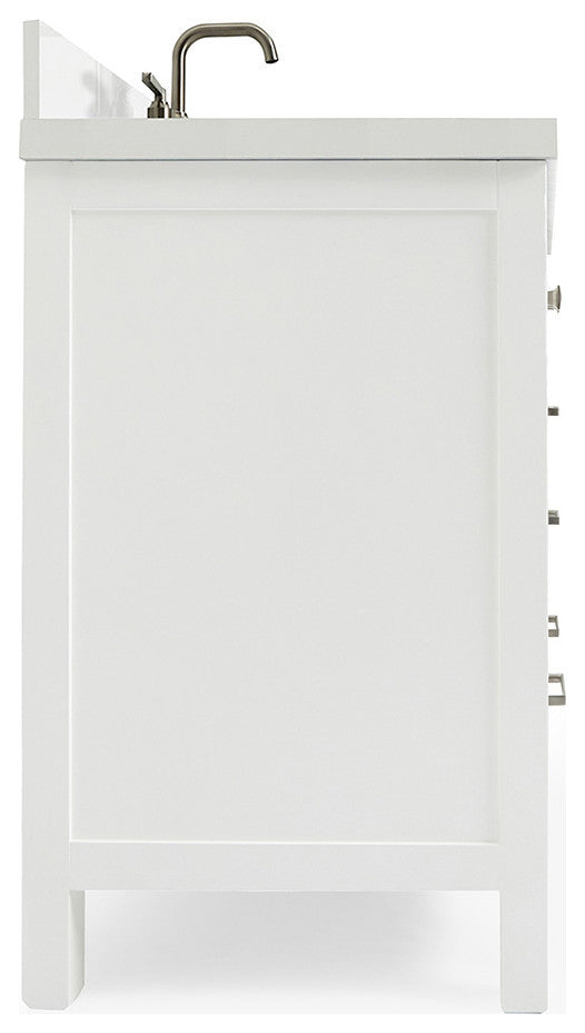 ARIEL Cambridge 49" Single Oval Sink Bathroom Vanity White With Quartz Top