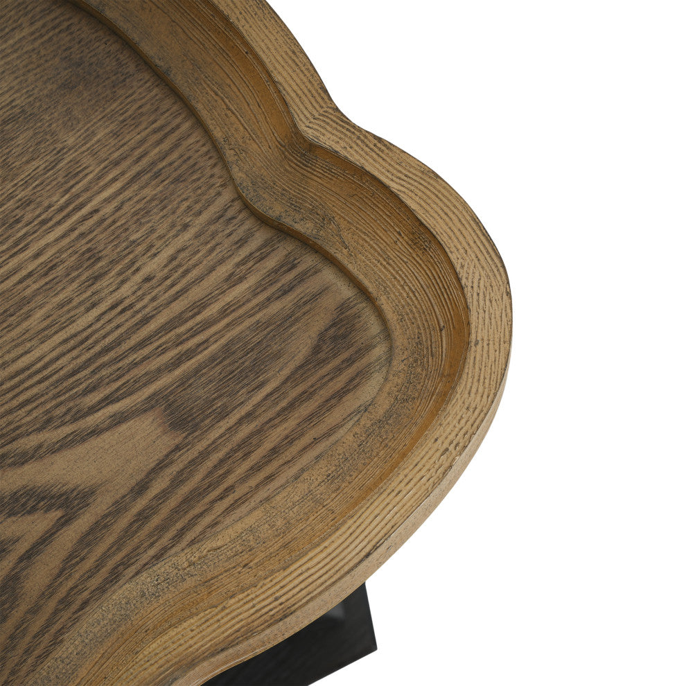 Yosef French Country Accent Table With Rectangular Top, Natural/Black