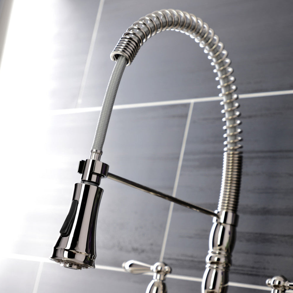 GS1276AL Two-Handle Deck-Mount Pull-Down Sprayer Kitchen Faucet, Polished Nickel