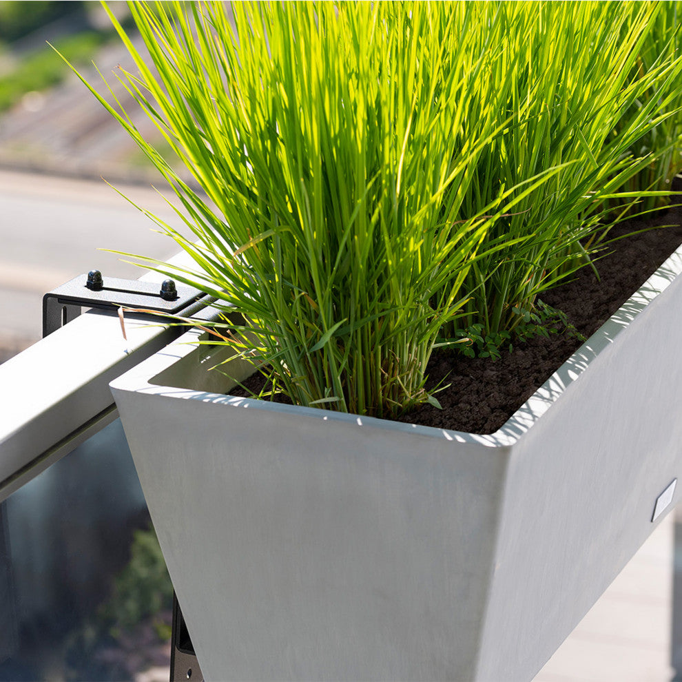 Veradek Pure Series Window Box Wall/Railing Planter, Grey, 36", 1 Pack