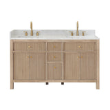 Cerrito Bathroom Vanity, Natural Oak, 60" Double, without Mirror