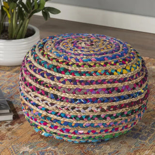 Recycled Natural Braided Pouf