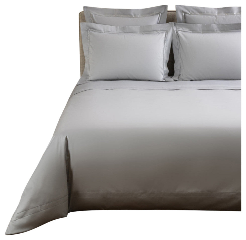 Frette Doppio Ajour Double Hemstitch King Duvet Cover Set, Gray