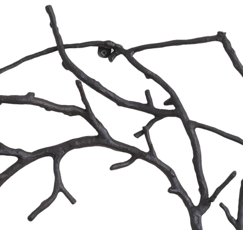 Elegant Black Metal Branch Wreath Candle Sconce Pillar Holder Twig Open Organic