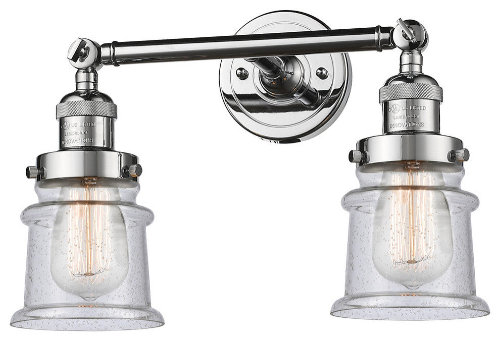 Small Canton 2-Light Bath Vanity-Light, Polished Chrome, Seedy