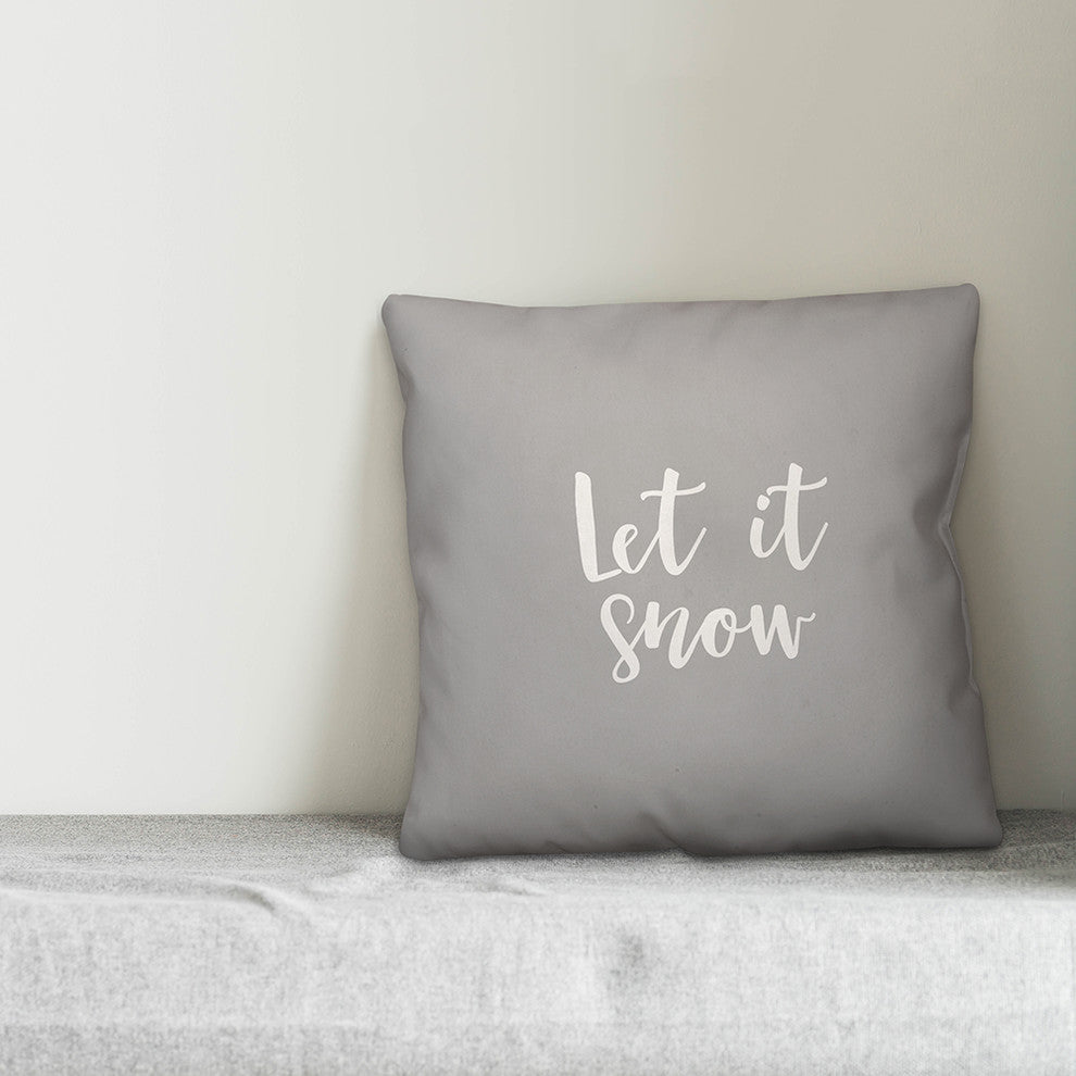Let It Snow, Gray 18x18 Throw Pillow