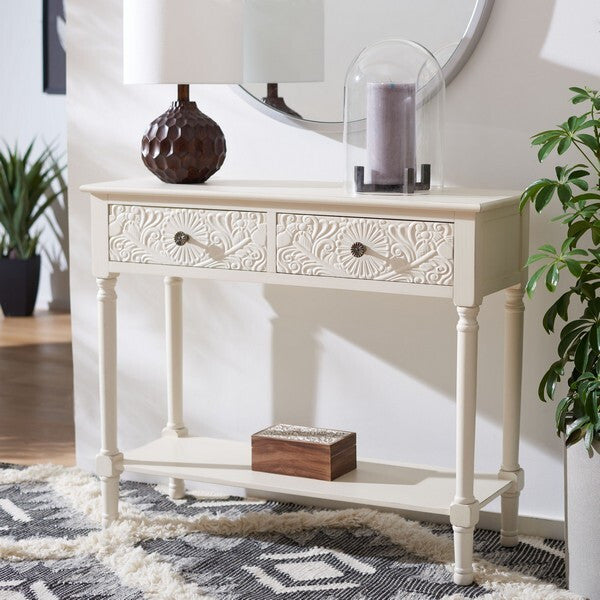 Safavieh Josie 2 Drawer Console Table, Distressed, White