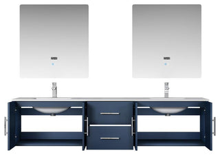 Geneva Transitional Navy Blue 80" Double Vanity Set