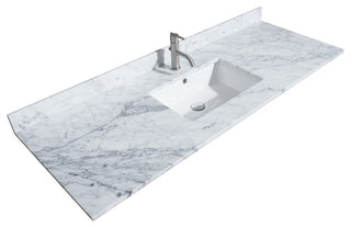 60" Single Vanity, Espresso, White Carrara Marble Top, Undermount Square Sink