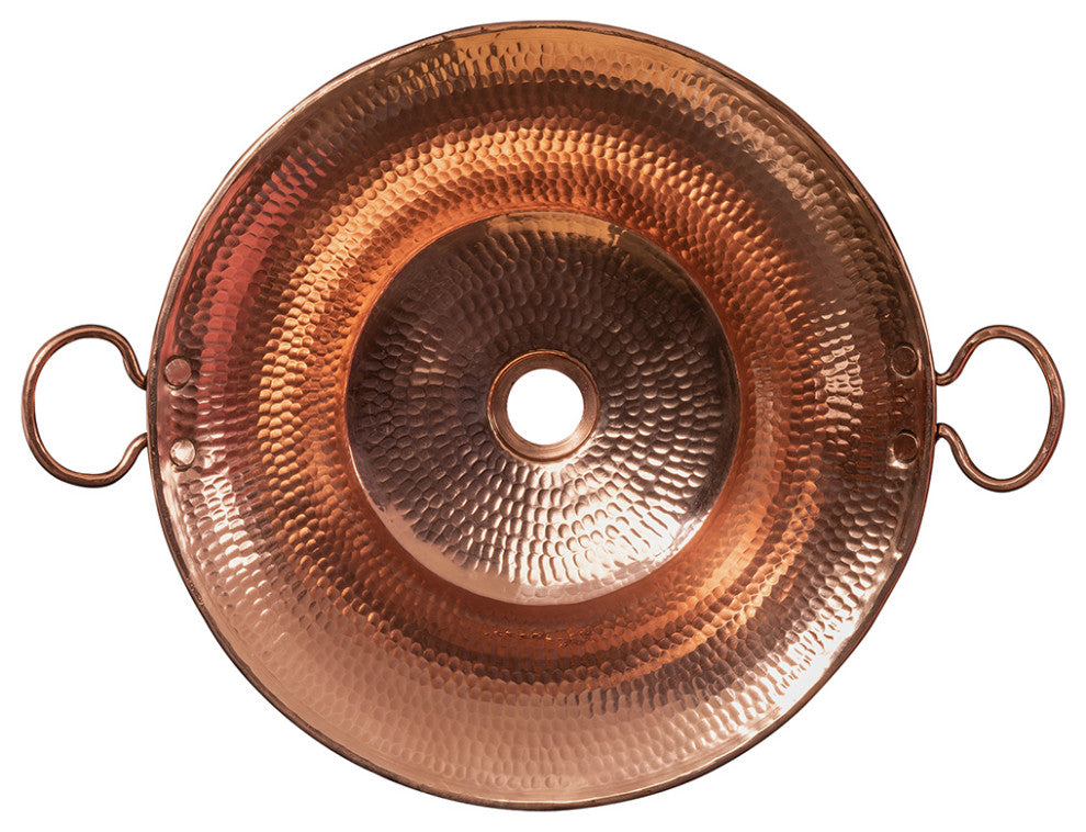 16" Round Miners Pan Vessel Hammered Copper Sink