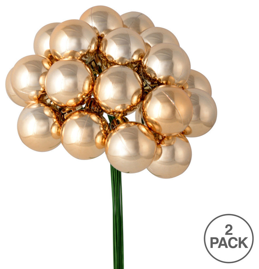 Shiny Ball Ornament Christmas Pick, Cafe Latte, 6"
