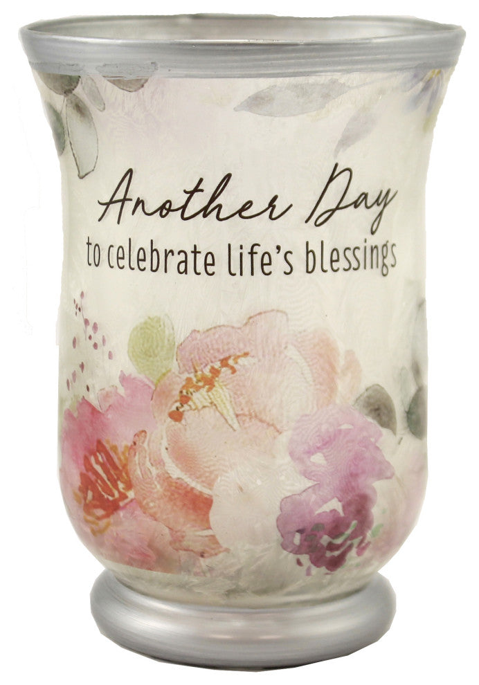 Home Decor Light Up Floral Jar Glass Led Battery Operated Er63654 Blessings