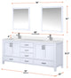 Jacques 80" White Double Sink Vanity with Quartz Top, With Faucet and Mirror
