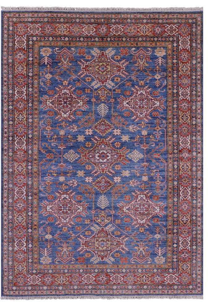5' 8" X 7' 11" Super Kazak Geometric Handmade Wool Rug Q10352